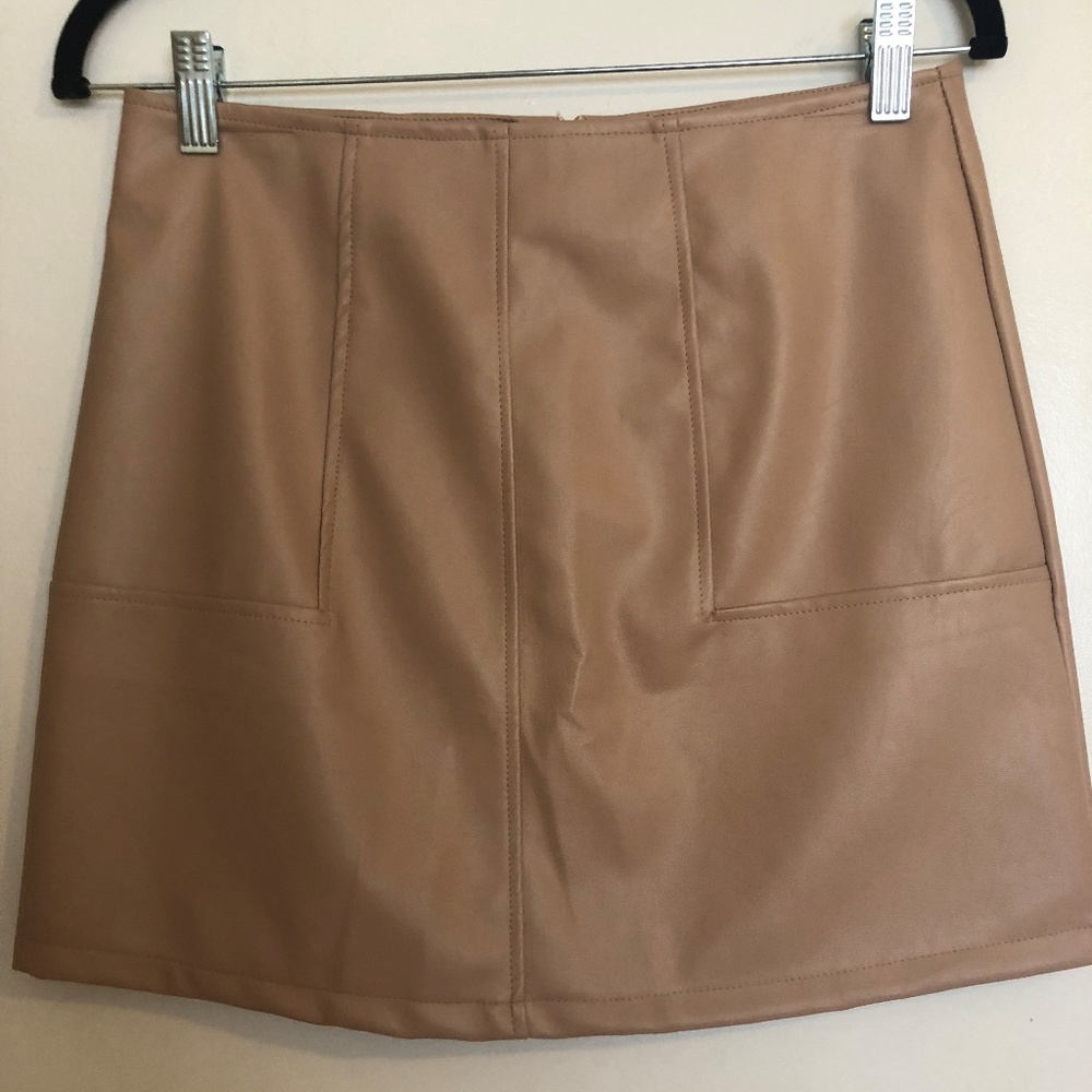 Tan Showpo pleather skirt